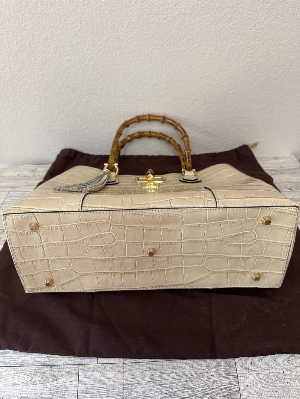 Pratesi Sarteano Croc Embossed Leather Bag